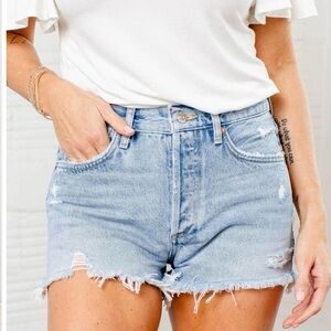 AGOLDE Womens Parker Vintage Fray hem Denim Shorts 26 Swapmeet Button Fly Cotton